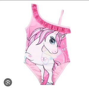 LOLA + THE BOYS Unicorn and Hearts Print Swimsuit